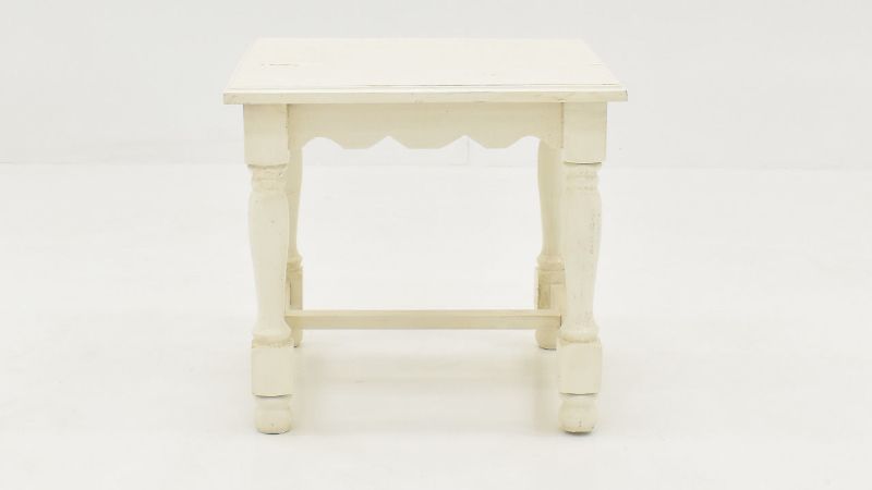 Front Facing View of the Bellevue End Table in Off-White by Vintage Furniture | Home Furniture Plus Bedding