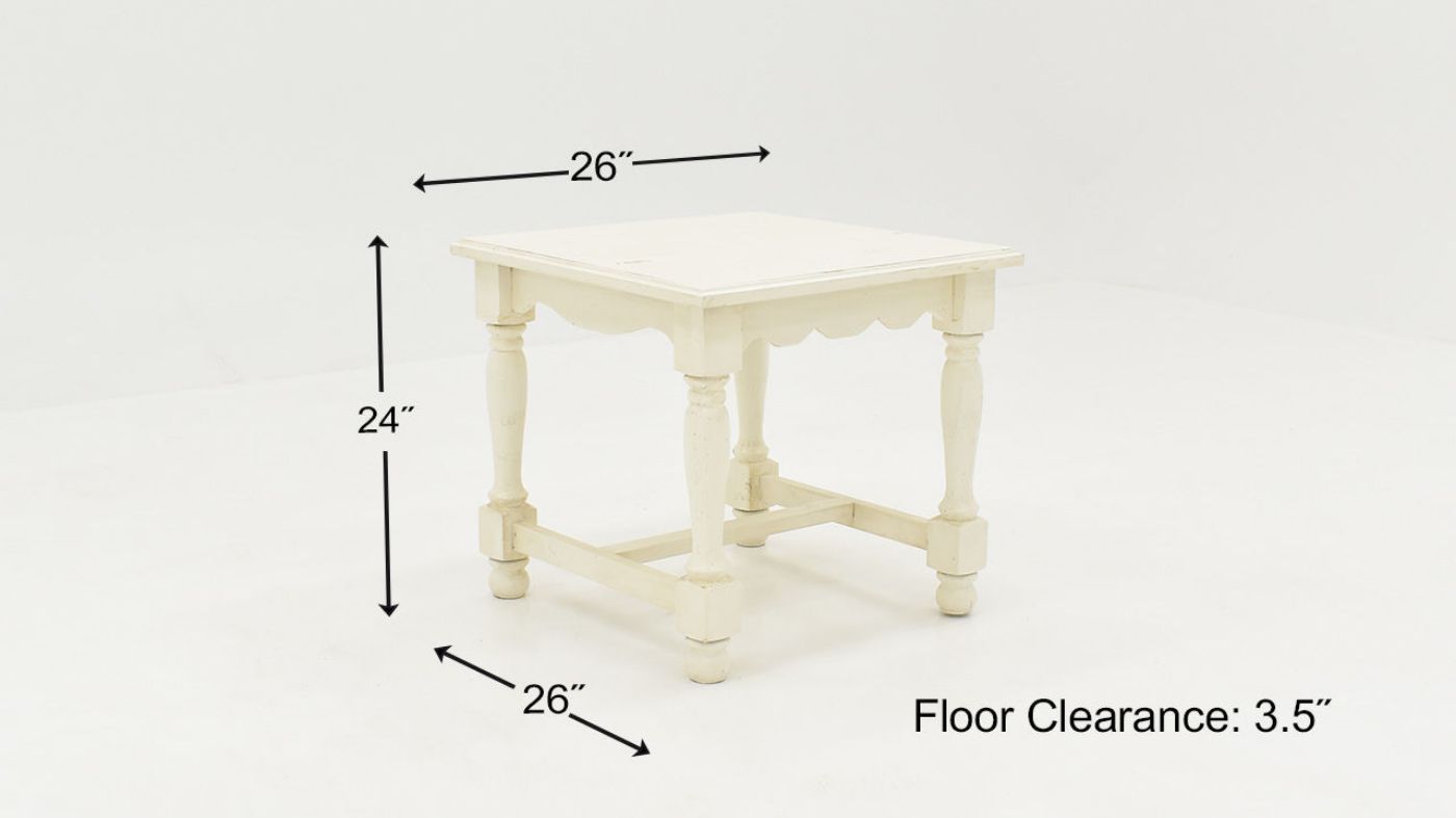 Dimension Details of the Bellevue End Table in Off-White by Vintage Furniture | Home Furniture Plus Bedding