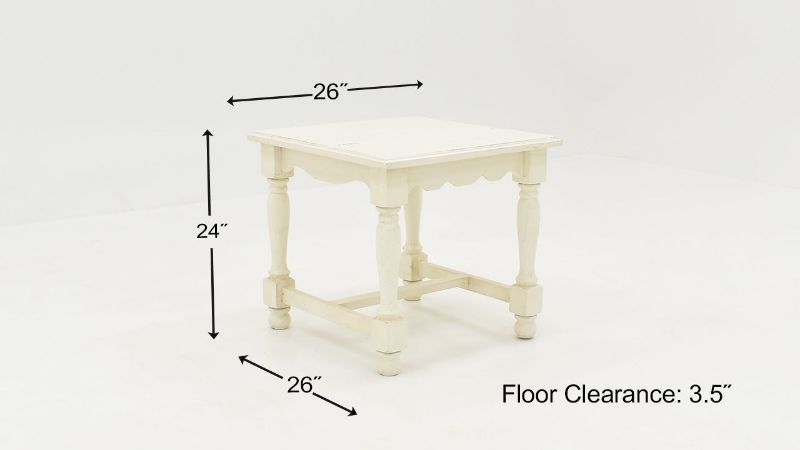 Dimension Details of the Bellevue End Table in Off-White by Vintage Furniture | Home Furniture Plus Bedding
