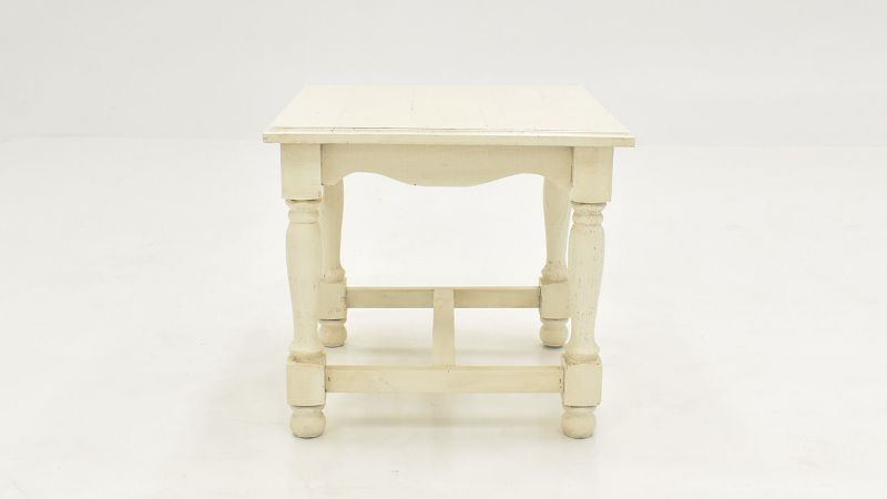 Side View of the Bellevue End Table in Off-White by Vintage Furniture | Home Furniture Plus Bedding