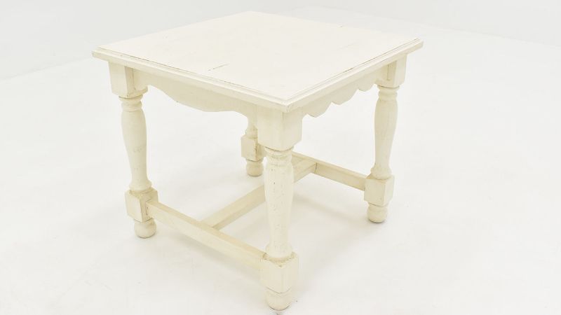 Overhead Angled View of the Bellevue End Table in Off-White by Vintage Furniture | Home Furniture Plus Bedding