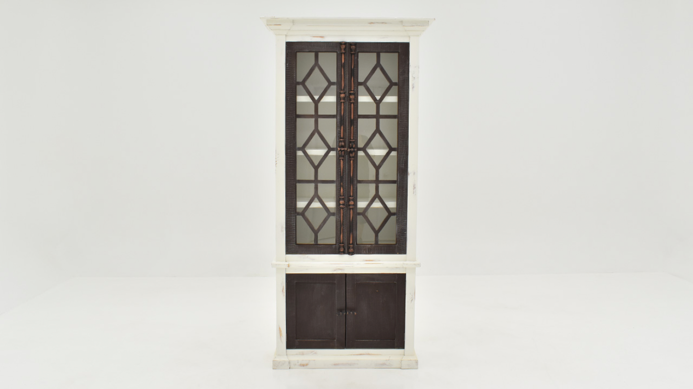 Diamond Vitrine Cabinet by Vintage Furniture - White Base with Brown Doors | Home Furniture Plus Bedding