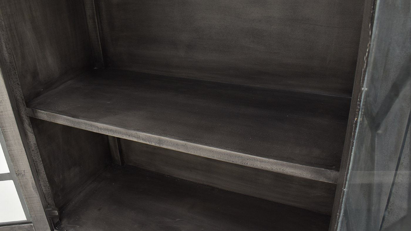 Close Up of the Close Up of the Interior Storage in the Diamond 4 Door Console Cabinet or TV Stand by Vintage - Gray | Home Furniture Plus Bedding