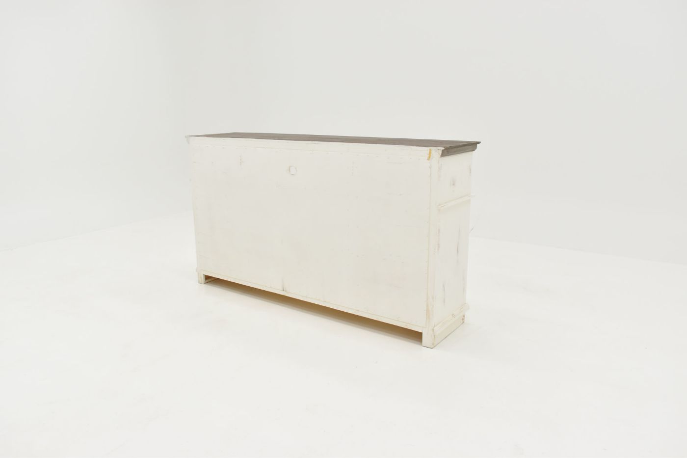Angled View of the Back of the Charleston TV Stand Console Cabinet - White | Home Furniture Plus Bedding	