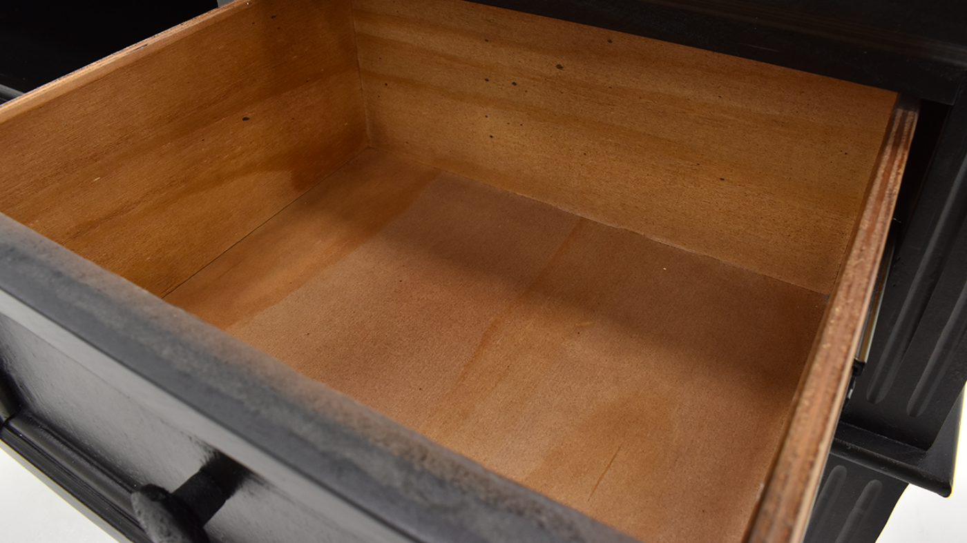 Interior of the Drawers on the Charleston TV Stand Console Cabinet - Mink Brown | Home Furniture Plus Bedding	