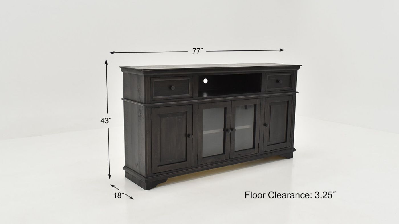Dimension Details of the Charleston TV Stand Console Cabinet in Mink Brown by Vintage Furniture | Home Furniture Plus Bedding