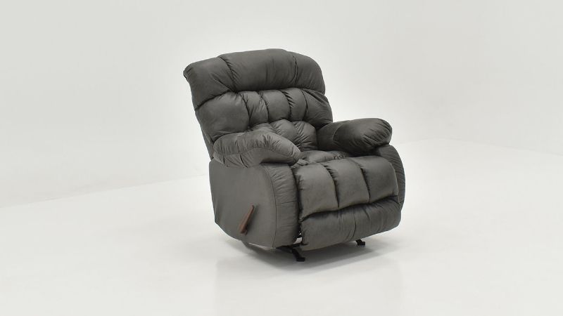 Slightly Angled View of the Nevada Rocker Recliner in Ash Gray by Behold Home | Home Furniture Plus Bedding