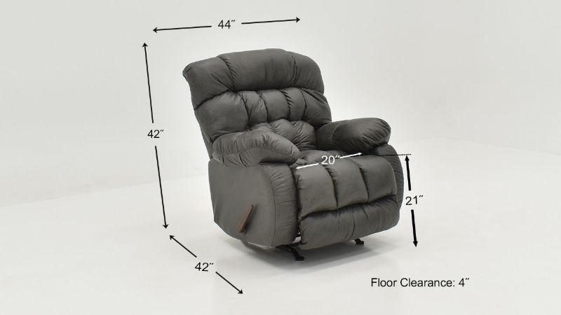 Dimension Details of the Nevada Rocker Recliner in Ash Gray by Behold Home | Home Furniture Plus Bedding