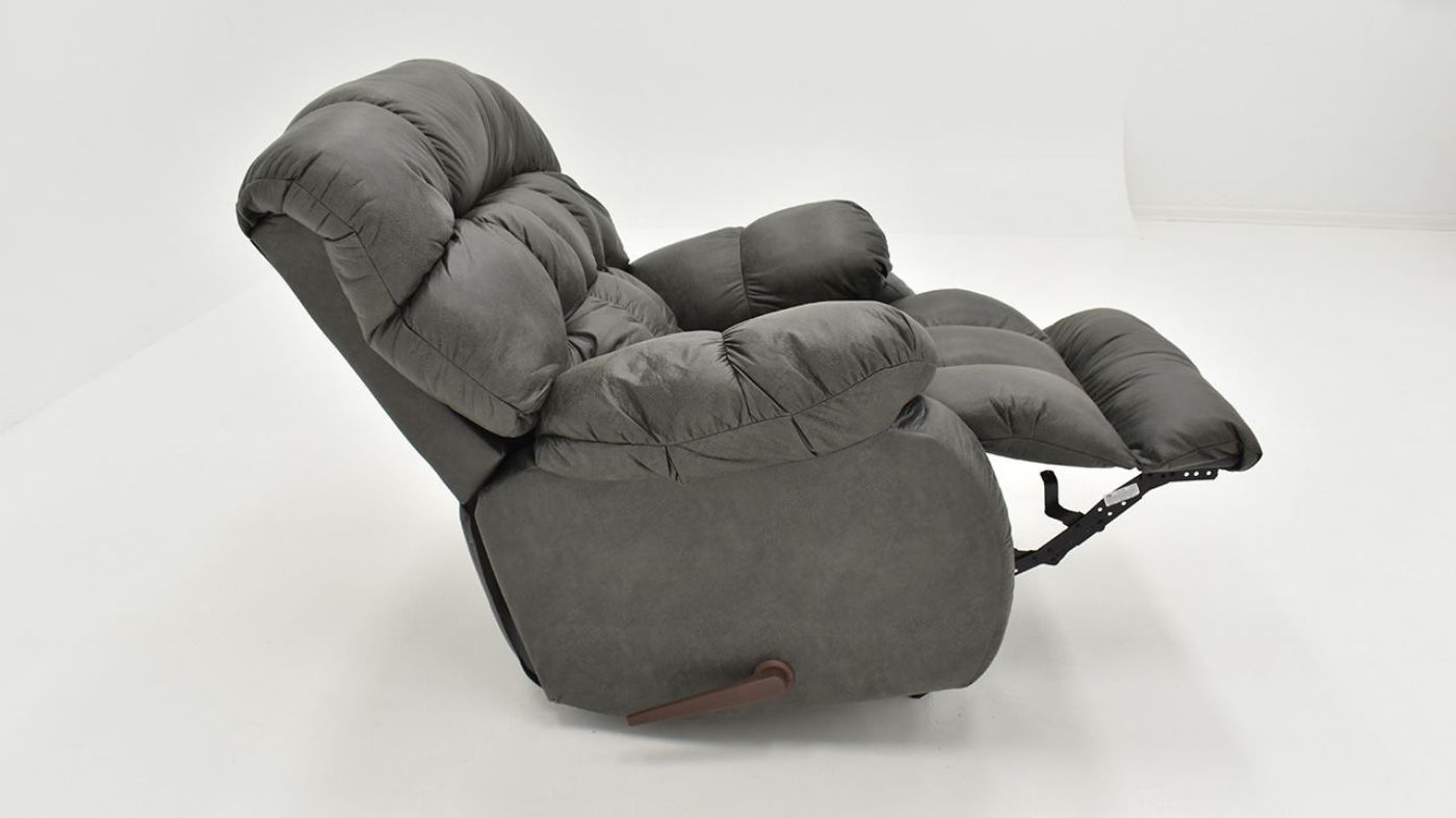 Side View with Foot Opened on the Nevada Rocker Recliner in Ash Gray by Behold Home | Home Furniture Plus Bedding