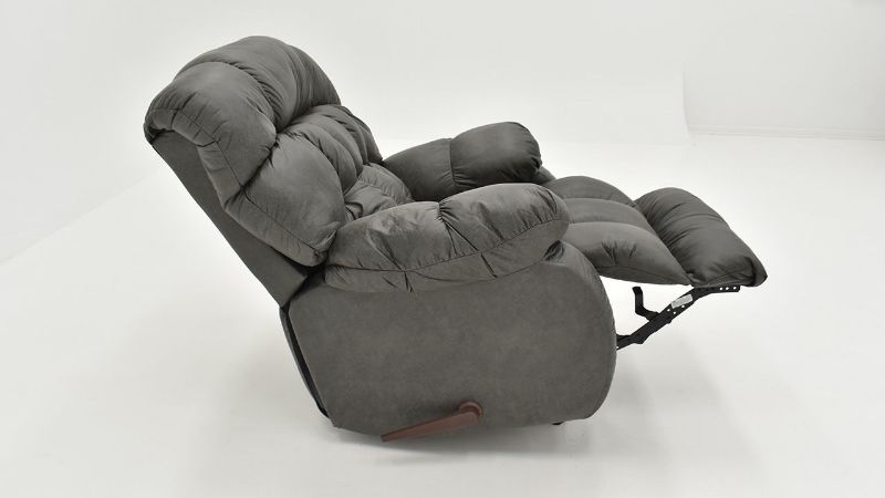 Side View with Foot Opened on the Nevada Rocker Recliner in Ash Gray by Behold Home | Home Furniture Plus Bedding