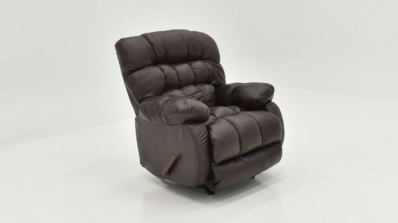 Slightly Angled View of the Nevada Rocker Recliner in Chocolate Brown by Behold Home | Home Furniture Plus Bedding