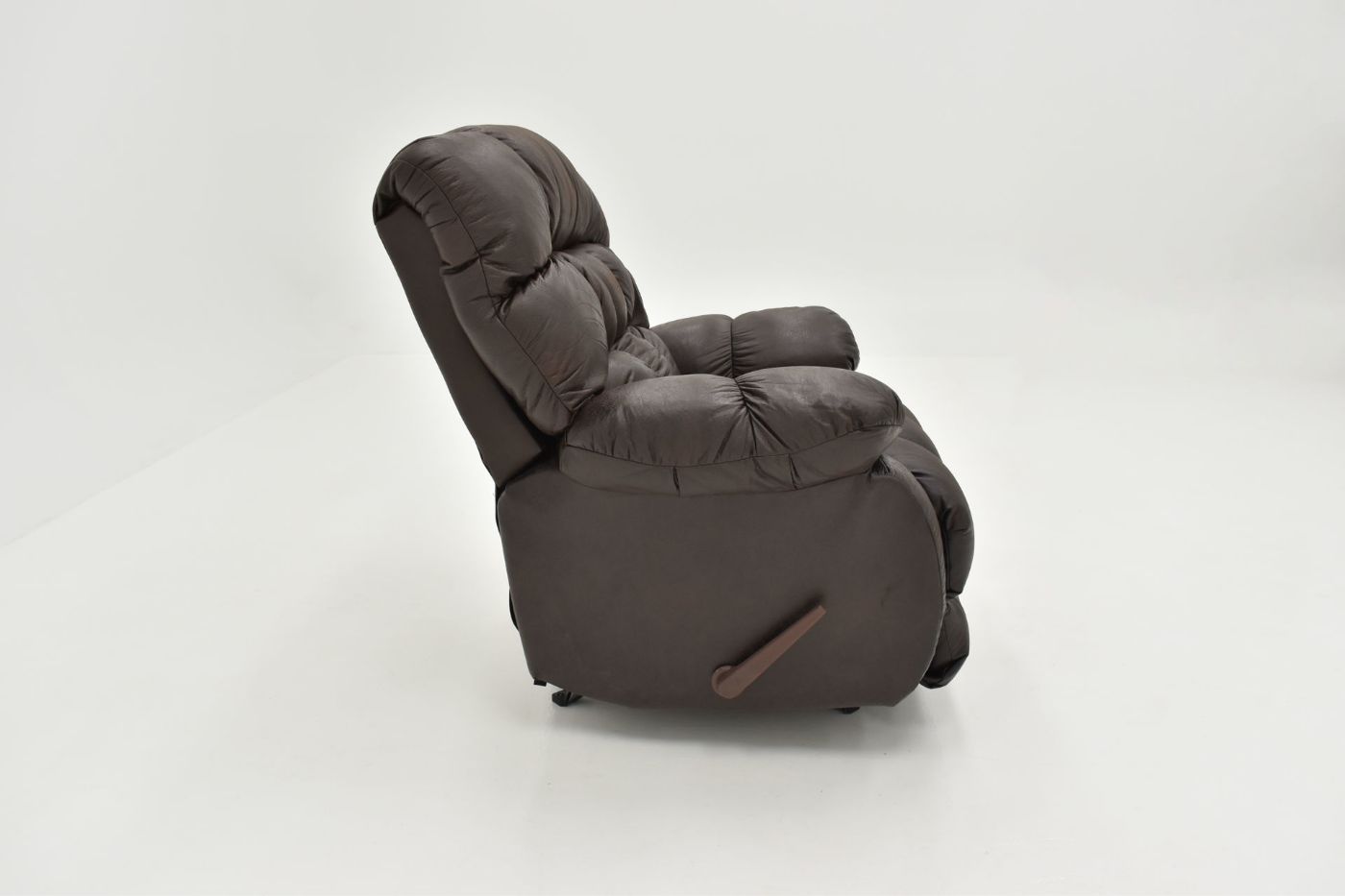 Side View of the Nevada Rocker Recliner in Chocolate Brown by Behold Home | Home Furniture Plus Bedding