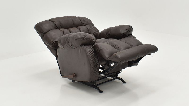 Slightly Angled View with Foot Opened on the Nevada Rocker Recliner in Chocolate Brown by Behold Home | Home Furniture Plus Bedding