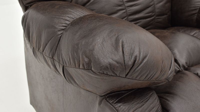 View of the Padded Arm of the Nevada Rocker Recliner in Chocolate Brown by Behold Home | Home Furniture Plus Bedding