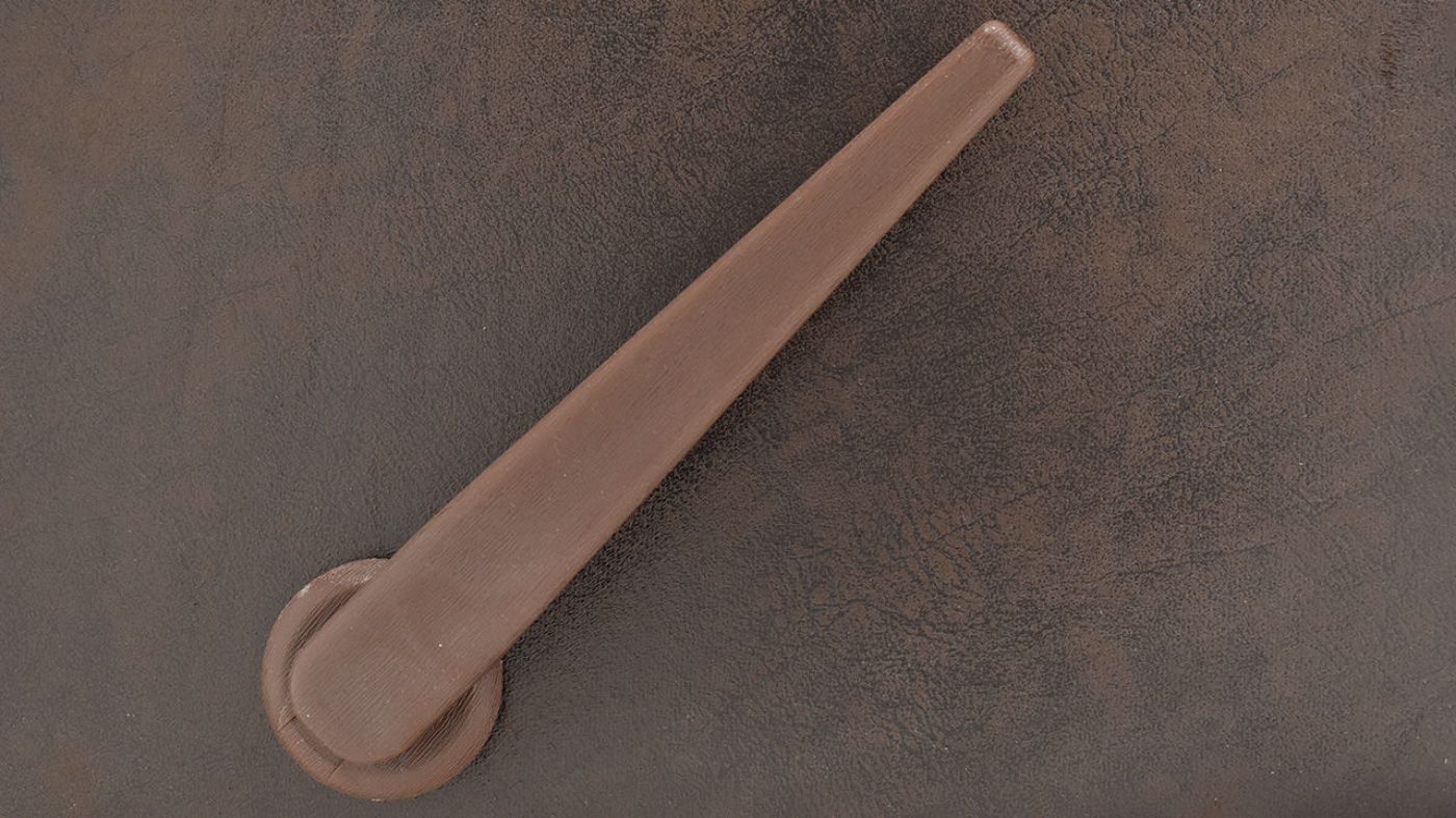 View of the Pull Handle on the Nevada Rocker Recliner in Chocolate Brown by Behold Home | Home Furniture Plus Bedding