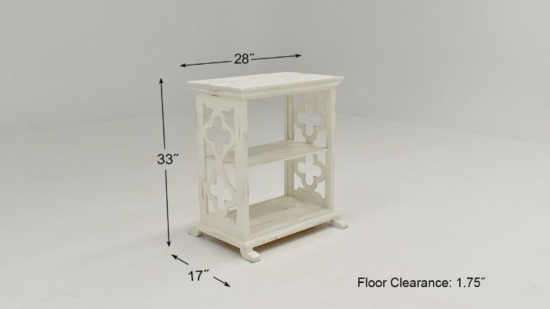 Dimension Details of the Clover Side Table in Off-White by Vintage Furniture | Home Furniture Plus Bedding