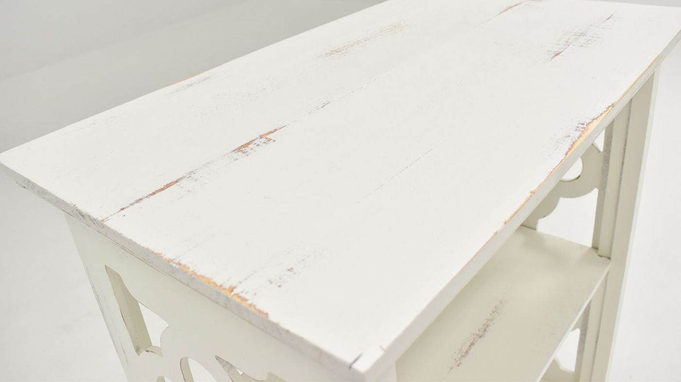 Close Up View of the Top of the Clover Side Table in Off-White by Vintage Furniture | Home Furniture Plus Bedding