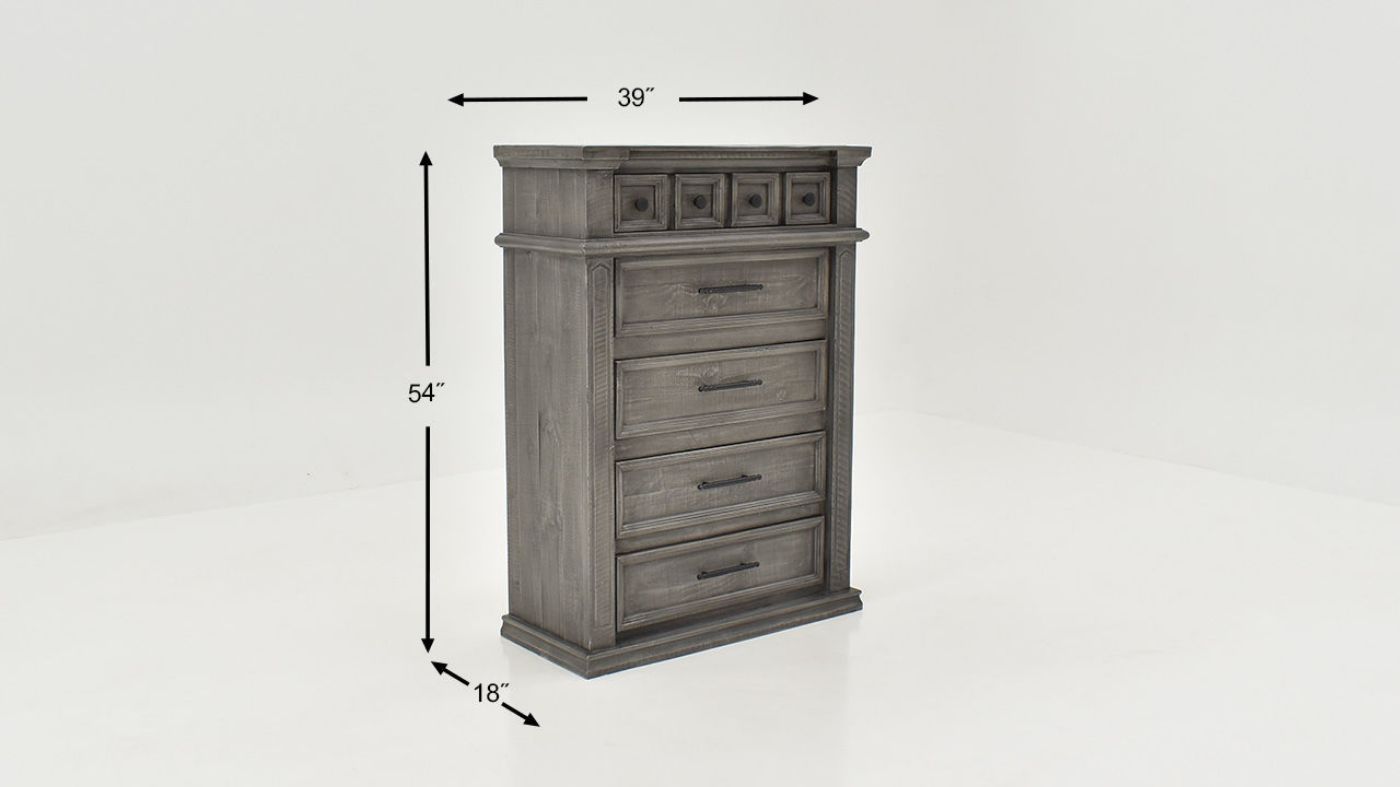 Dimension Details of the Gabriella Chest of Drawers in Terra Gray by Vintage Furniture | Home Furniture Plus Bedding