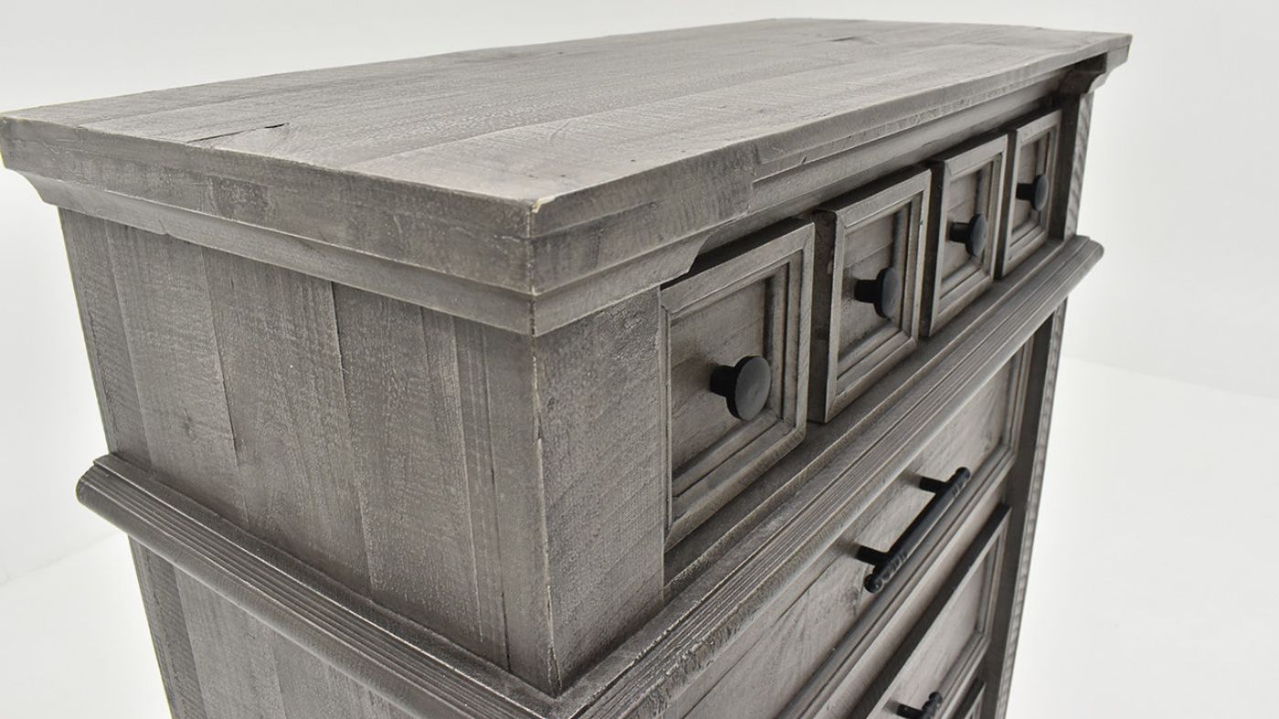 Close Up View of the Top  of the Gabriella Chest of Drawers in Terra Gray by Vintage Furniture | Home Furniture Plus Bedding