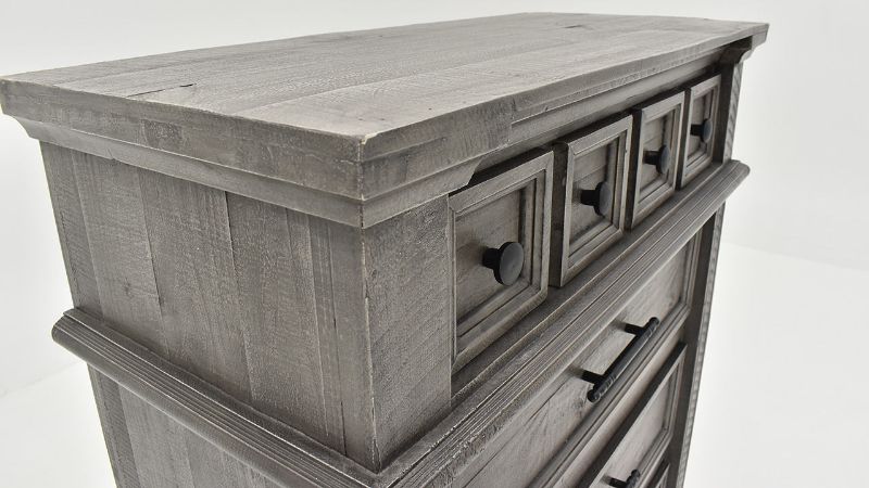 Close Up View of the Top  of the Gabriella Chest of Drawers in Terra Gray by Vintage Furniture | Home Furniture Plus Bedding
