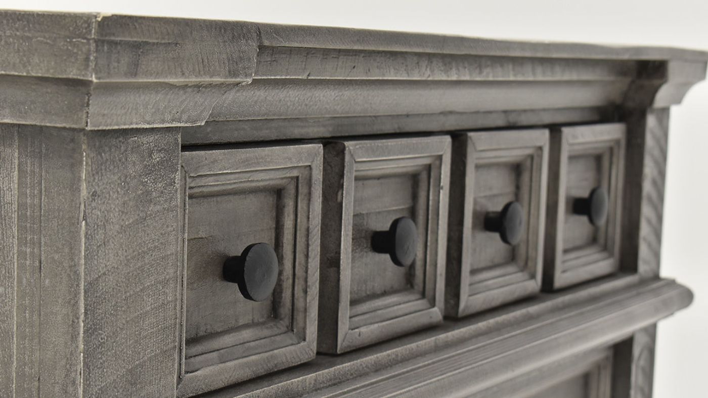 Close Up View of the Top Drawer  of the Gabriella Chest of Drawers in Terra Gray by Vintage Furniture | Home Furniture Plus Bedding