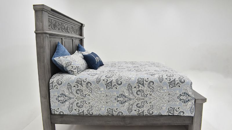 Side View of the Gabriella King Size Panel Bed in Terra Gray by Vintage Furniture | Home Furniture Plus Bedding