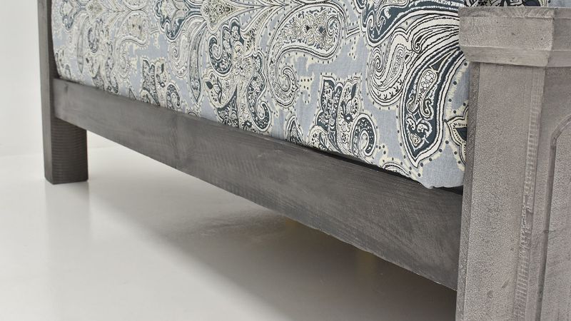 Close Up View of the Side Rail on the Gabriella King Size Panel Bed in Terra Gray by Vintage Furniture | Home Furniture Plus Bedding