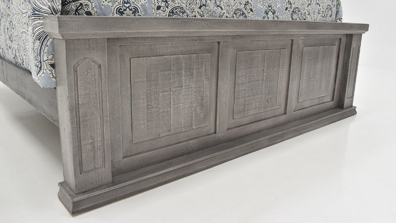 Close Up View of the Footboard on the Gabriella King Size Panel Bed in Terra Gray by Vintage Furniture | Home Furniture Plus Bedding