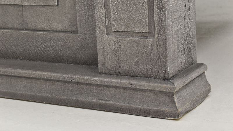 Close Up View of the Base of the Footboard of the Gabriella King Size Panel Bed in Terra Gray by Vintage Furniture | Home Furniture Plus Bedding