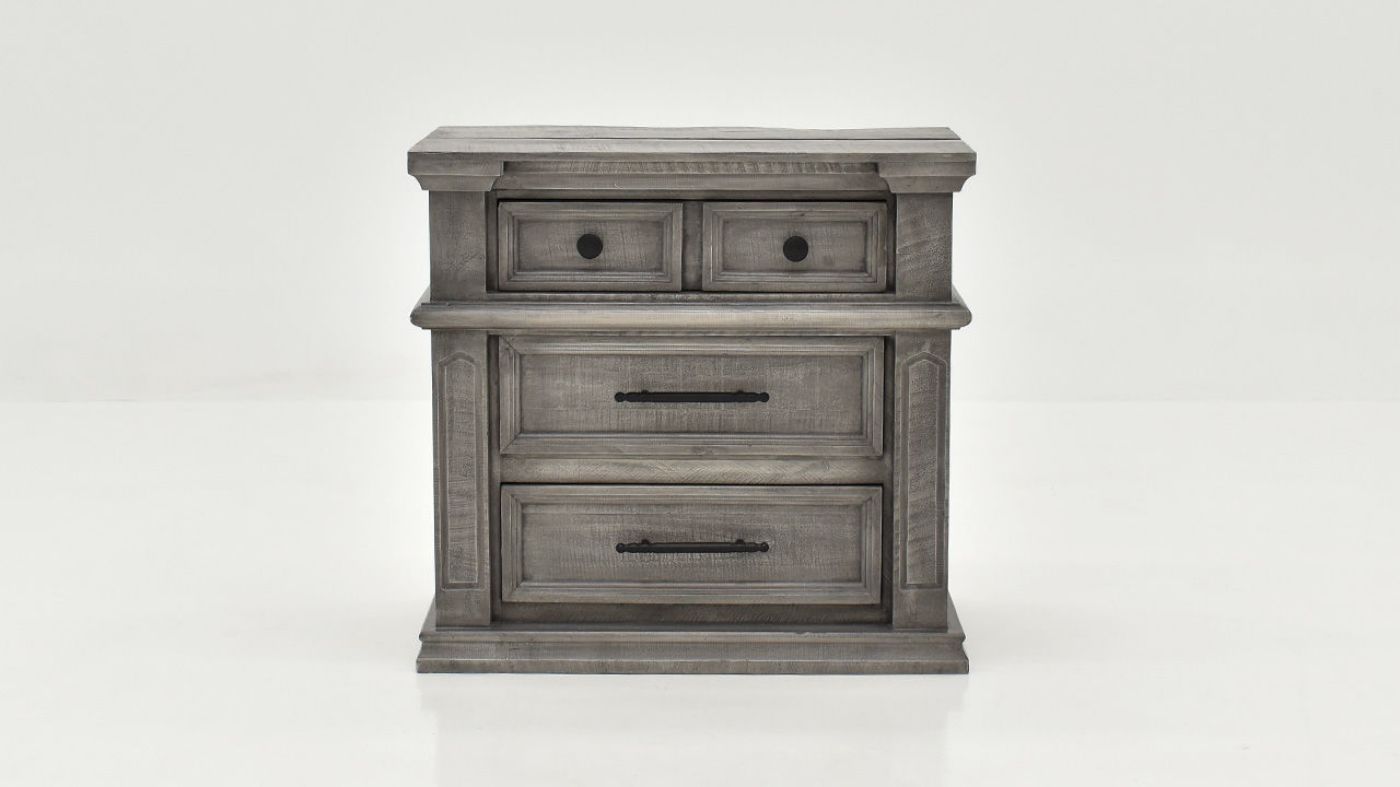 Front Facing View of the Gabriella Nightstand in Terra Gray by Vintage Furniture | Home Furniture Plus Bedding