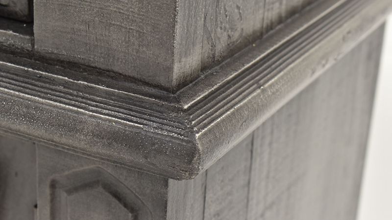 Close Up View of the Molding on the Gabriella Dresser with Mirror in Terra Gray by Vintage Furniture | Home Furniture Plus Bedding