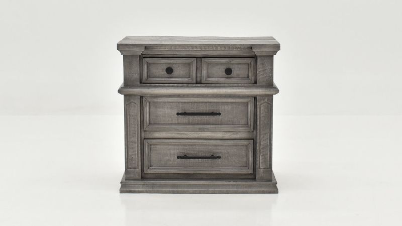 Front Facing View of the Gabriella Nightstand in Terra Gray by Vintage Furniture | Home Furniture Plus Bedding