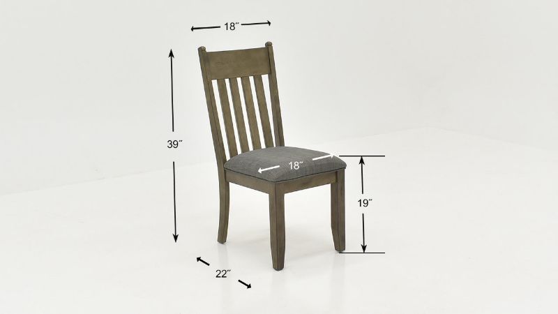 Dimension Details of the Rustic Side Chair in Gray by Bernards | Home Furniture Plus Bedding