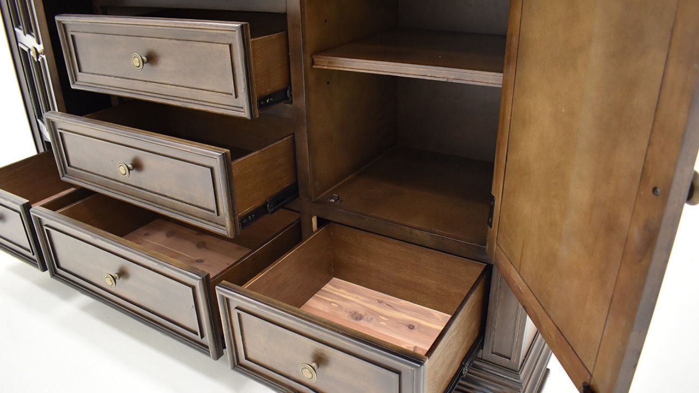 Close Up  View of the Big Valley Dresser with Mirror in Brown with Drawers Open by Liberty Furniture | Home Furniture Plus Bedding