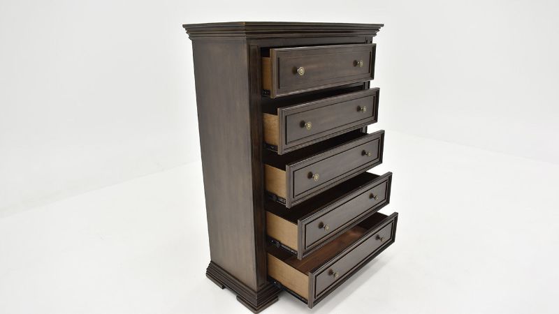 Slightly Angled Open View of the Big Valley Chest of Drawers in Brown by Liberty Furniture | Home Furniture Plus Bedding
