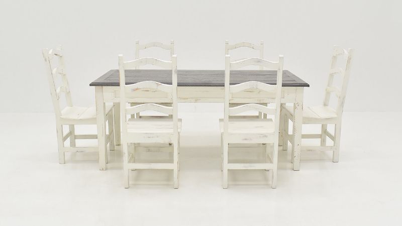 Group View of the Winchester 7 Piece Dining Table Set in Off White by Vintage Furniture | Home Furniture Plus Bedding