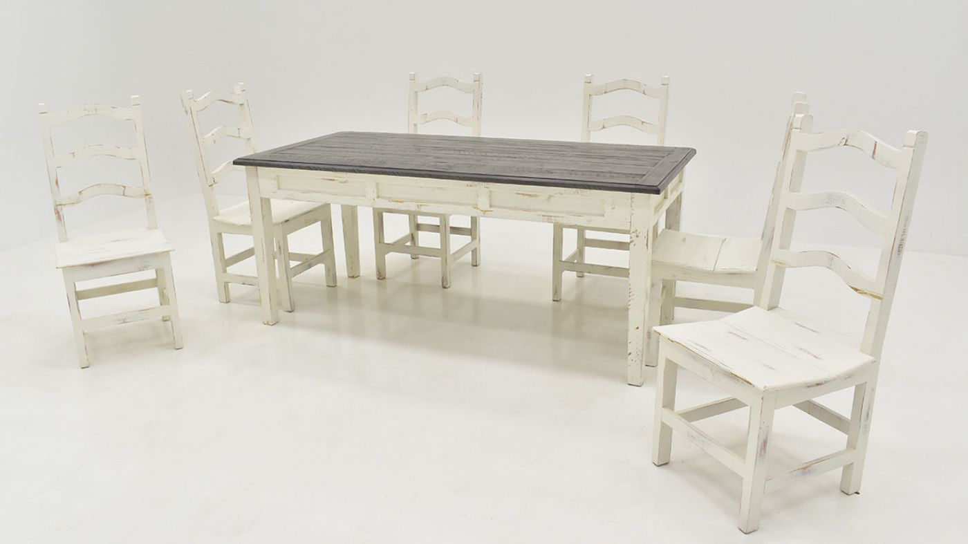 Group View of the Winchester 7 Piece Dining Table Set in Off White by Vintage Furniture | Home Furniture Plus Bedding