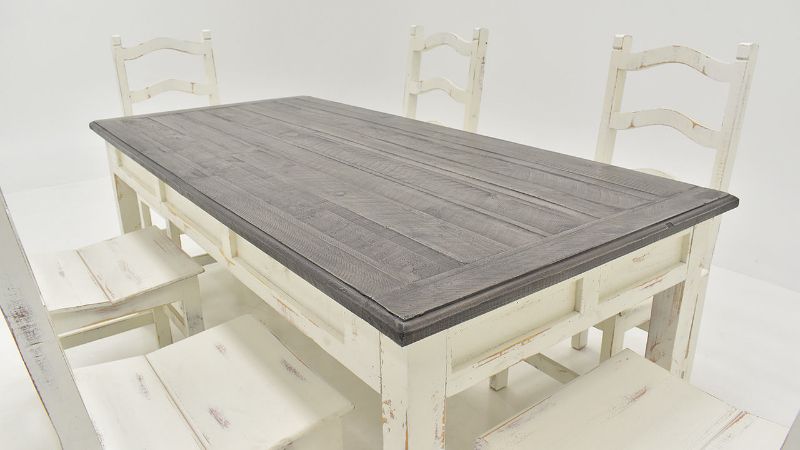 Close Up View of the Winchester 7 Piece Dining Table Set in Off White by Vintage Furniture | Home Furniture Plus Bedding