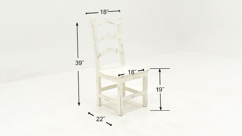 Dimension Details of the Winchester Dining Chair in Off White by Vintage Furniture | Home Furniture Plus Bedding
