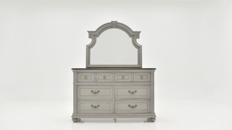 Front Facing View of the Keystone Dresser with Mirror in Gray by Avalon Furniture | Home Furniture Plus Bedding
