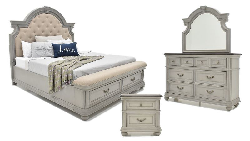 Group View of the Keystone Queen Size Bedroom Set in Gray by Avalon Furniture | Home Furniture Plus Bedding