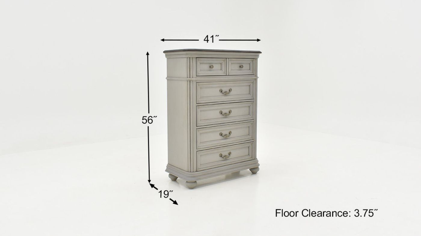 Dimension Details of the Keystone Chest of Drawers in Gray by Avalon Furniture | Home Furniture Plus Bedding