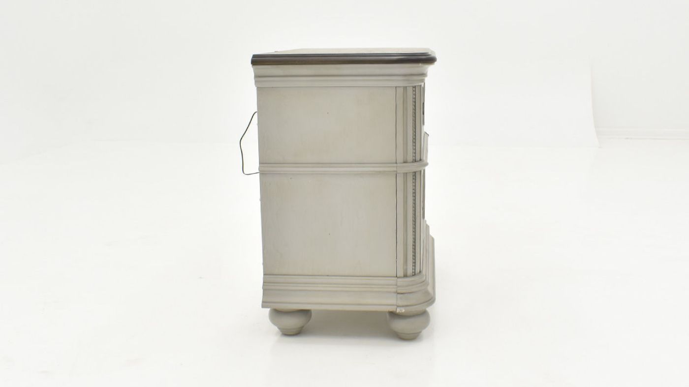 Side View of the Keystone Nightstand in Gray by Avalon Furniture | Home Furniture Plus Bedding