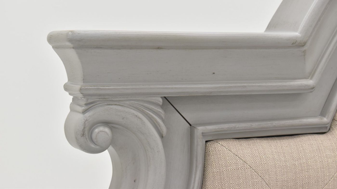 Close Up Headboard View  of the Keystone King Size Upholstered Storage Bed in Gray by Avalon Furniture | Home Furniture Plus Bedding