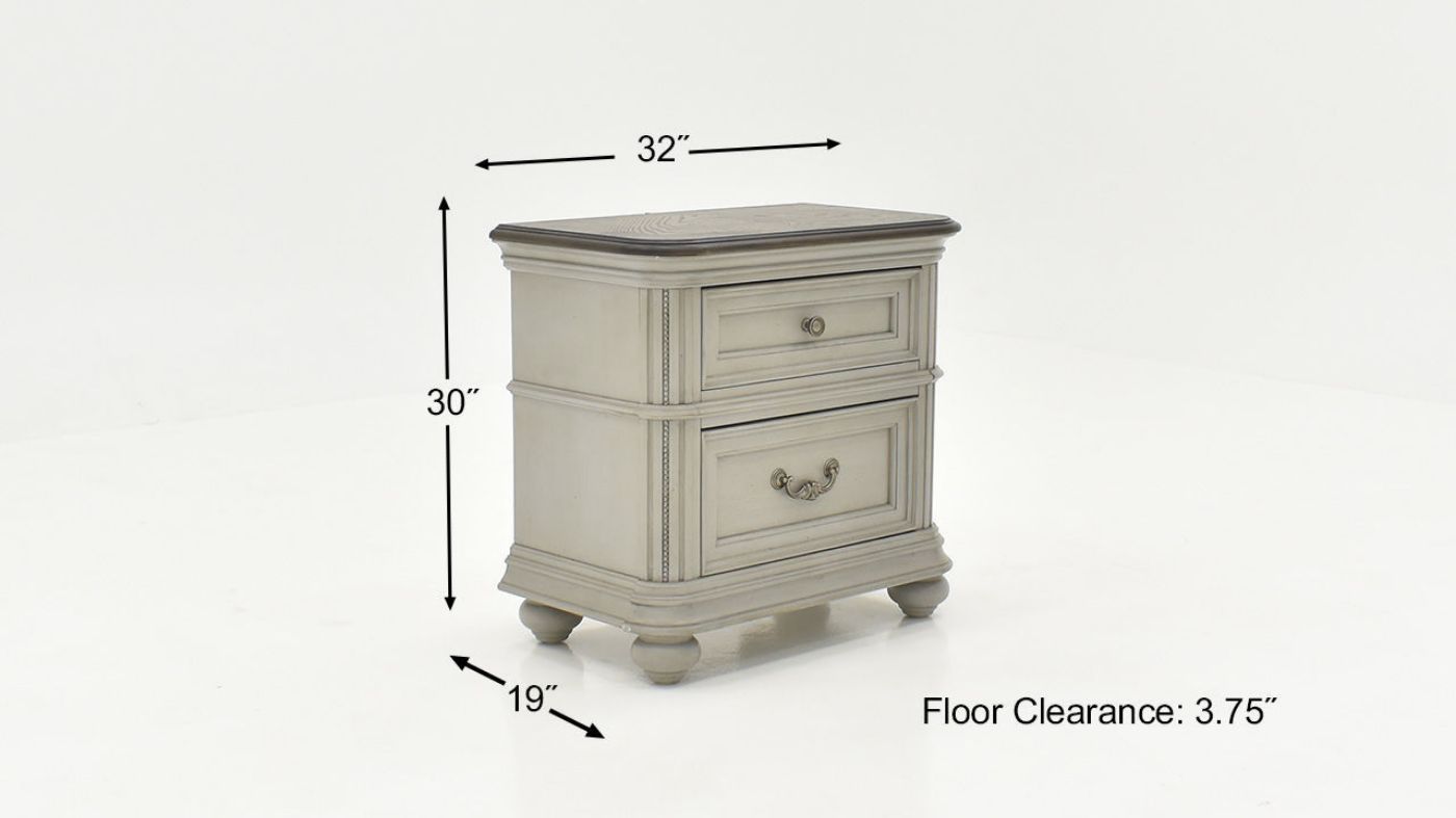 Dimension Details of the Keystone Nightstand in Gray by Avalon Furniture | Home Furniture Plus Bedding