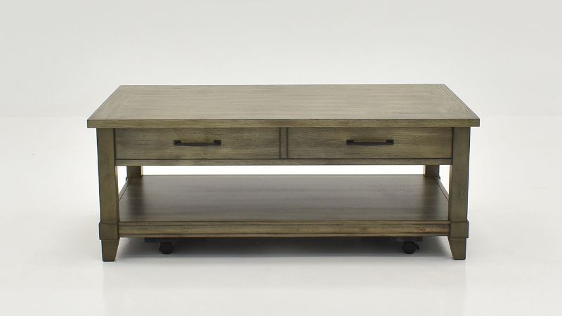 Front Facing View of the Rustic Lift-Top Coffee Table in Gray by Bernards | Home Furniture Plus Bedding