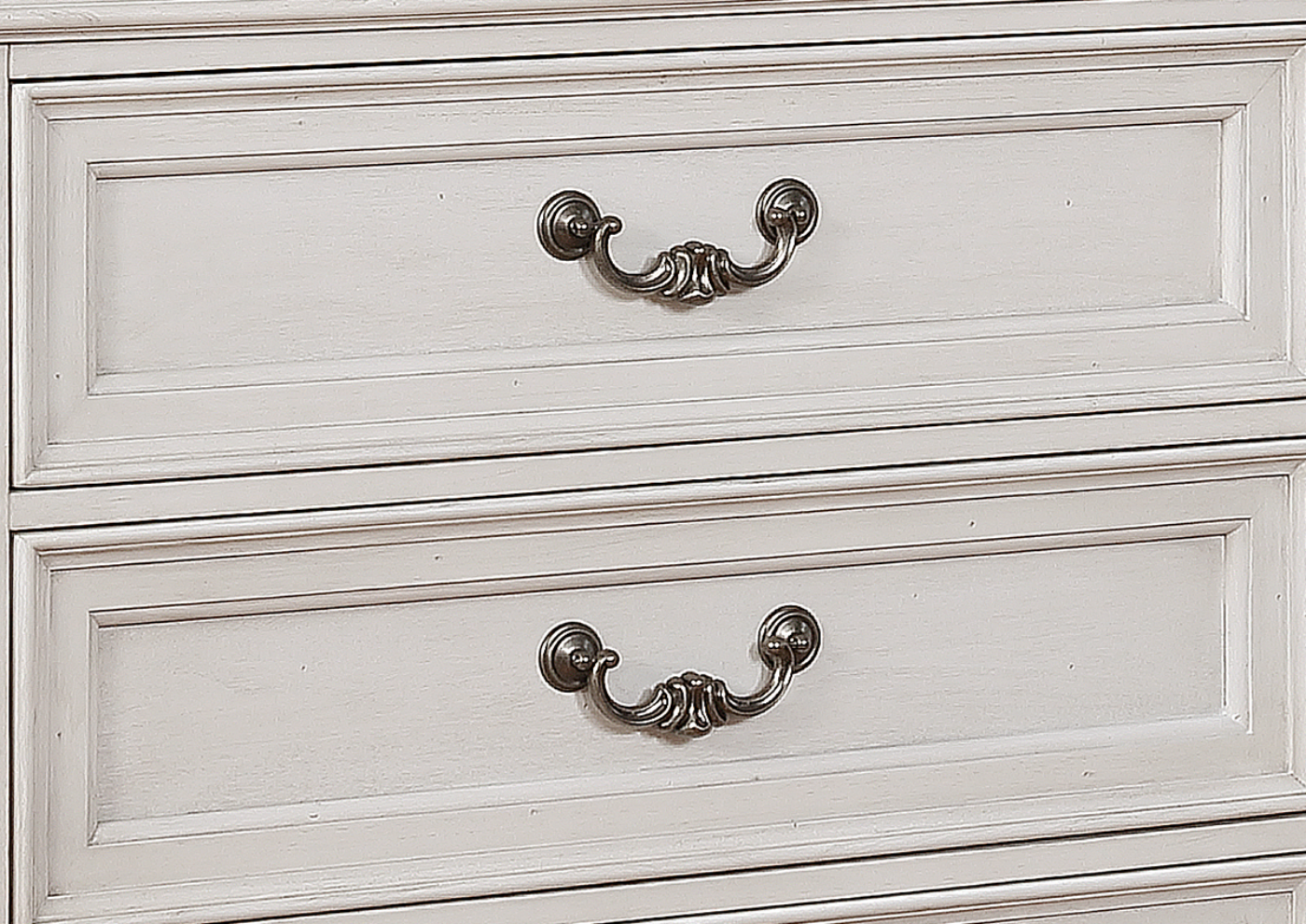 Close up of Drawer Pulls on the White Keystone Chest of Drawers | Home Furniture Plus Mattress