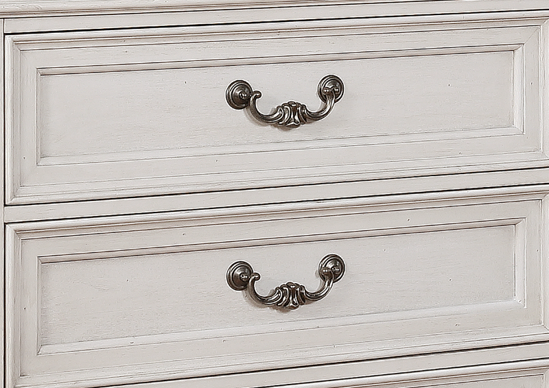 Close up of Drawer Pulls on the White Keystone Chest of Drawers | Home Furniture Plus Mattress