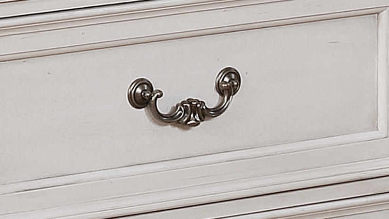 Close Up of the Drawer Pull on the White Keystone Dresser and Mirror | Home Furniture Plus Mattress