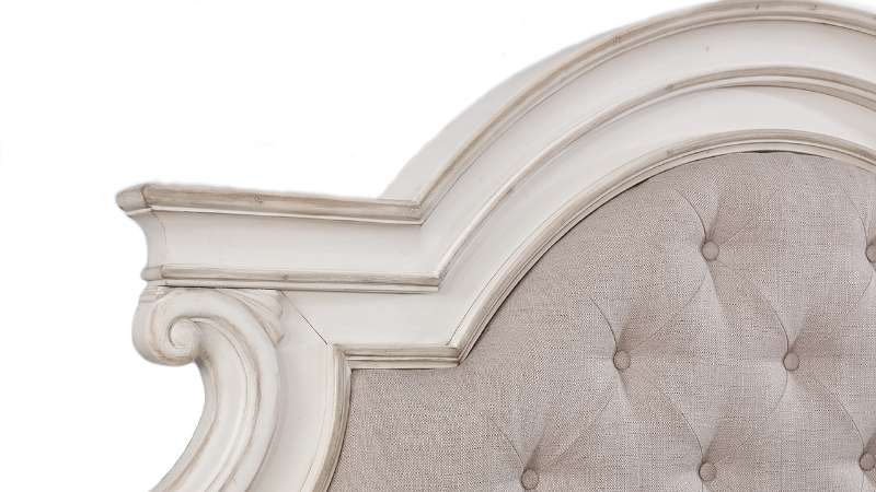 Close up of the Upholstery on the top of the White Keystone King Bed With an Upholstered Headboard and Storage Footboard | Home Furniture Plus Mattress